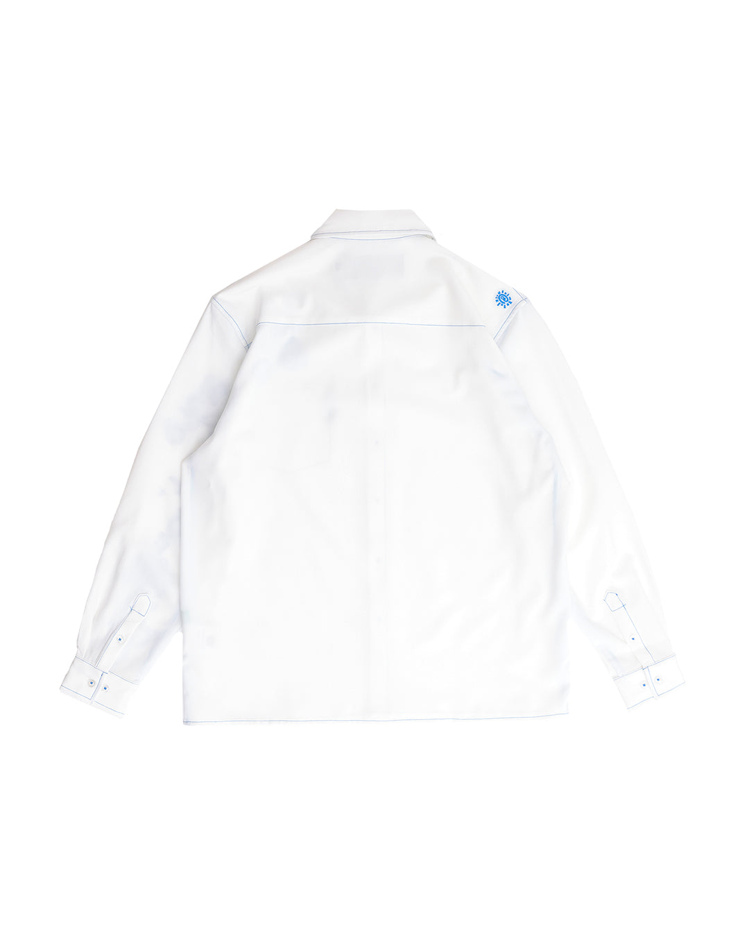A Eckhaus Latta Shirt pictured on a model in front of a white background. The title of the product is Eckhaus Latta Eclipse Turtleneck - Stone and the image was taken by 199A®.