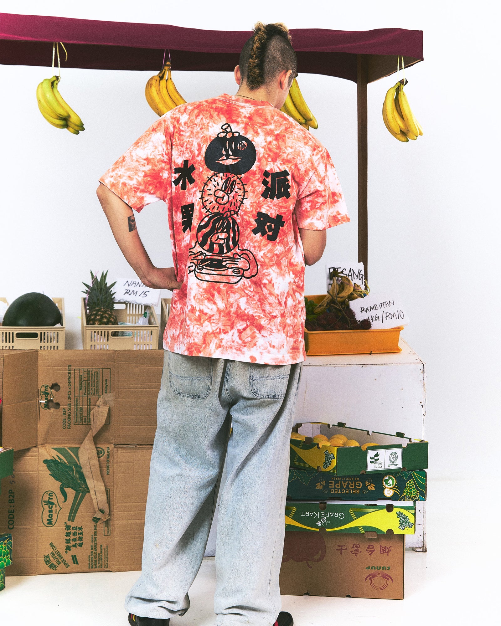 A Eckhaus Latta Shirt pictured on a model in front of a white background. The title of the product is Eckhaus Latta Eclipse Turtleneck - Stone and the image was taken by 199A®.