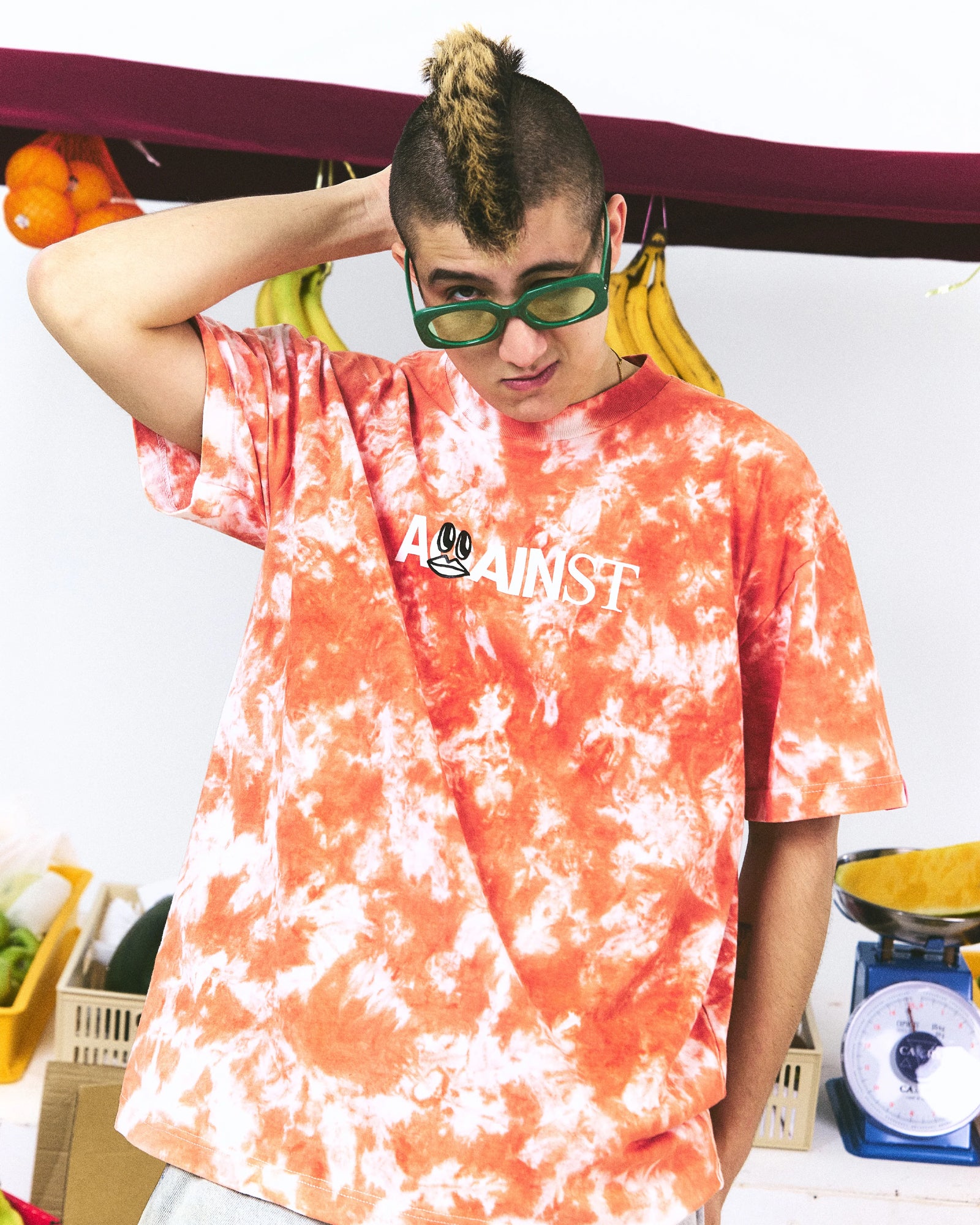 A Eckhaus Latta Shirt pictured on a model in front of a white background. The title of the product is Eckhaus Latta Eclipse Turtleneck - Stone and the image was taken by 199A®.