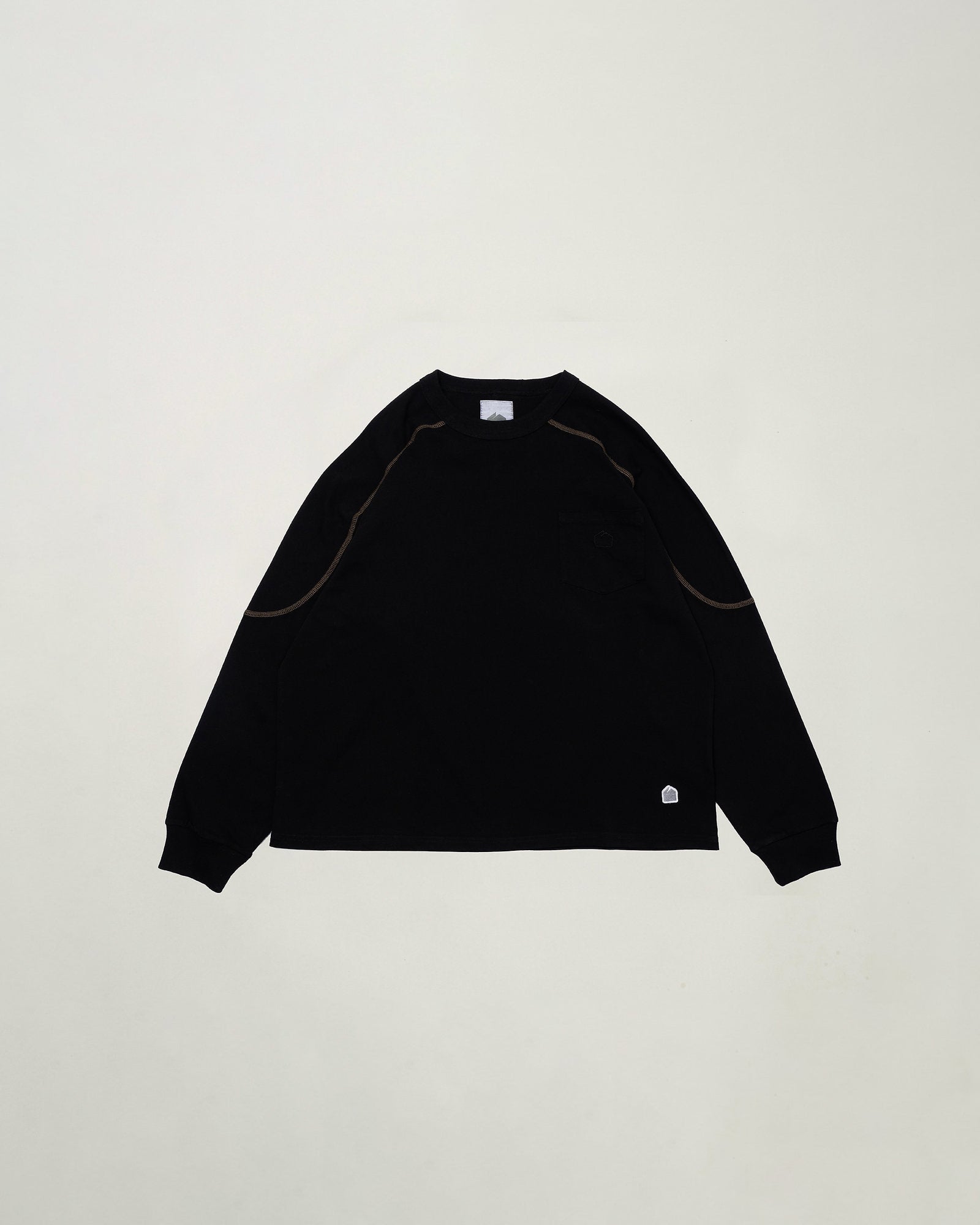 A Eckhaus Latta Shirt pictured on a model in front of a white background. The title of the product is Eckhaus Latta Eclipse Turtleneck - Stone and the image was taken by 199A®.