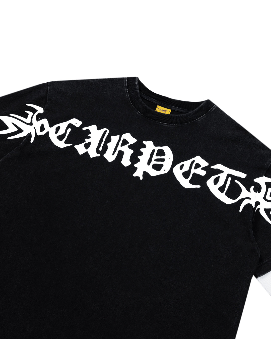 A Eckhaus Latta Shirt pictured on a model in front of a white background. The title of the product is Eckhaus Latta Eclipse Turtleneck - Stone and the image was taken by 199A®.