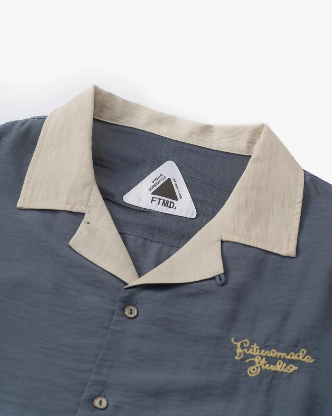 A Eckhaus Latta Shirt pictured on a model in front of a white background. The title of the product is Eckhaus Latta Eclipse Turtleneck - Stone and the image was taken by 199A®.