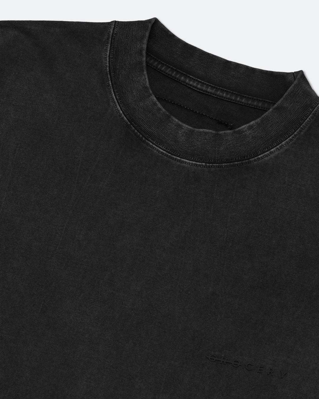 A Eckhaus Latta Shirt pictured on a model in front of a white background. The title of the product is Eckhaus Latta Eclipse Turtleneck - Stone and the image was taken by 199A®.