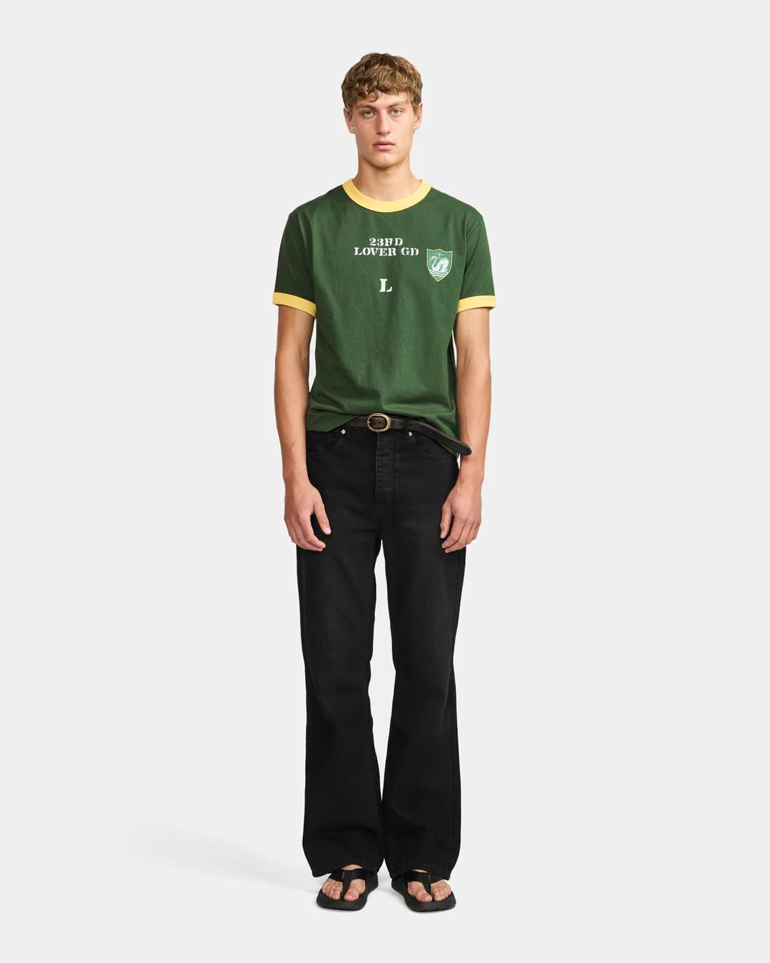 A Eckhaus Latta Shirt pictured on a model in front of a white background. The title of the product is Eckhaus Latta Eclipse Turtleneck - Stone and the image was taken by 199A®.