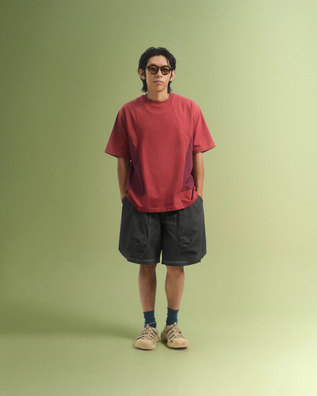 A Eckhaus Latta Shirt pictured on a model in front of a white background. The title of the product is Eckhaus Latta Eclipse Turtleneck - Stone and the image was taken by 199A®.