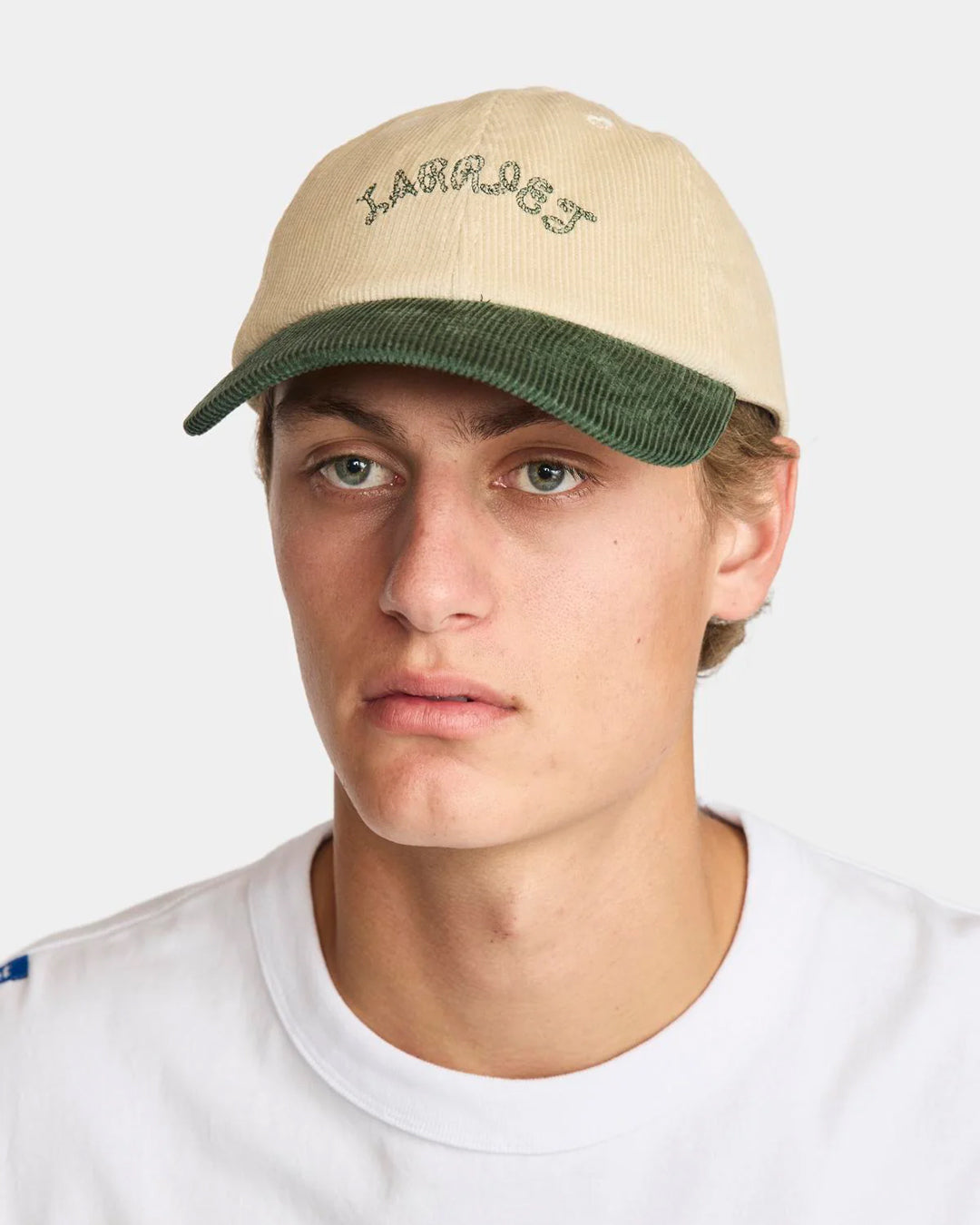 A Eckhaus Latta Shirt pictured on a model in front of a white background. The title of the product is Eckhaus Latta Eclipse Turtleneck - Stone and the image was taken by 199A®.