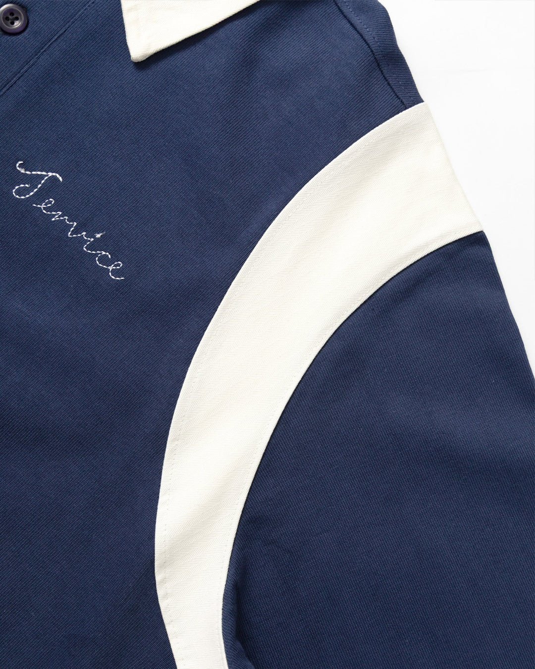 A Eckhaus Latta Shirt pictured on a model in front of a white background. The title of the product is Eckhaus Latta Eclipse Turtleneck - Stone and the image was taken by 199A®.