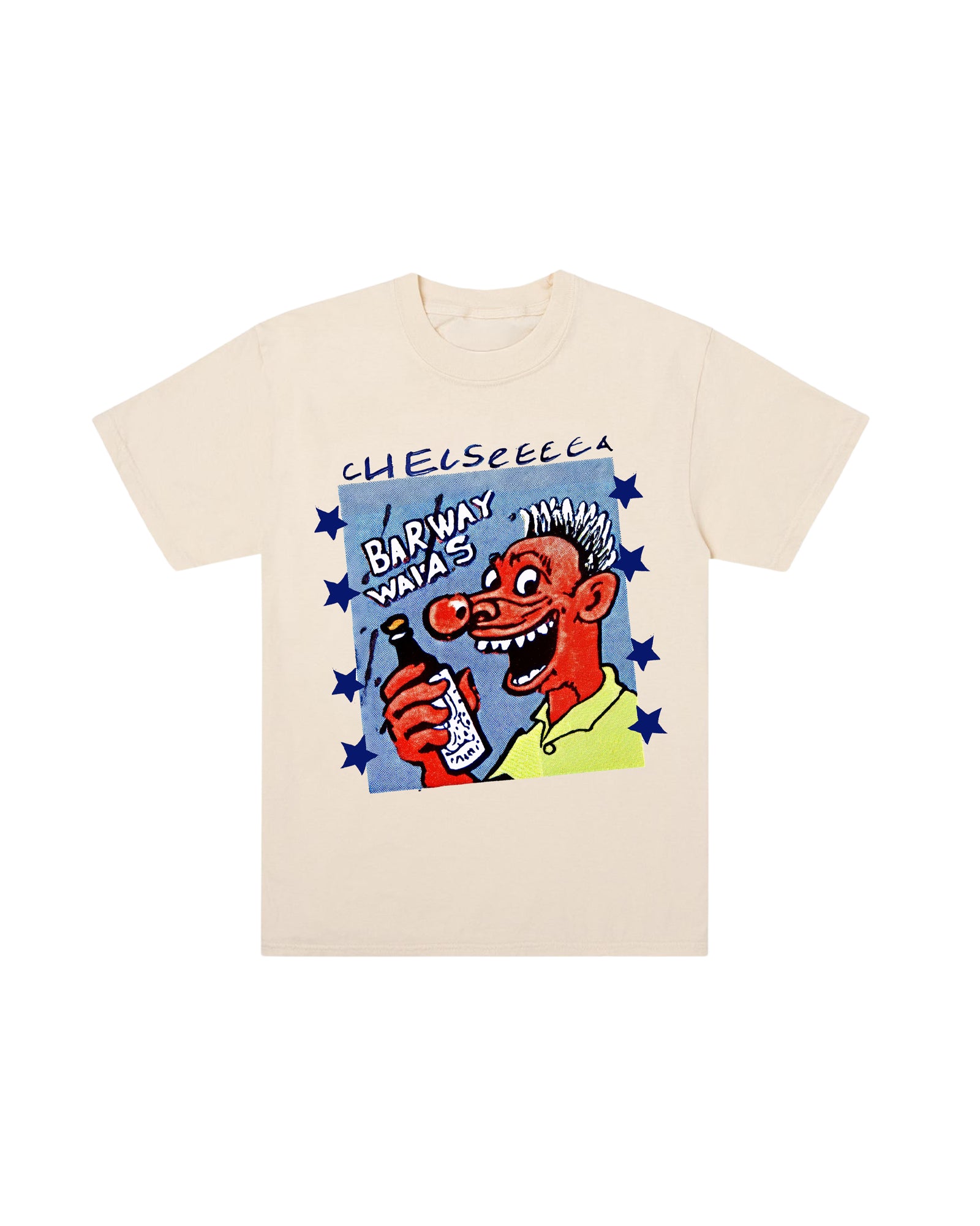 A Eckhaus Latta Shirt pictured on a model in front of a white background. The title of the product is Eckhaus Latta Eclipse Turtleneck - Stone and the image was taken by 199A®.