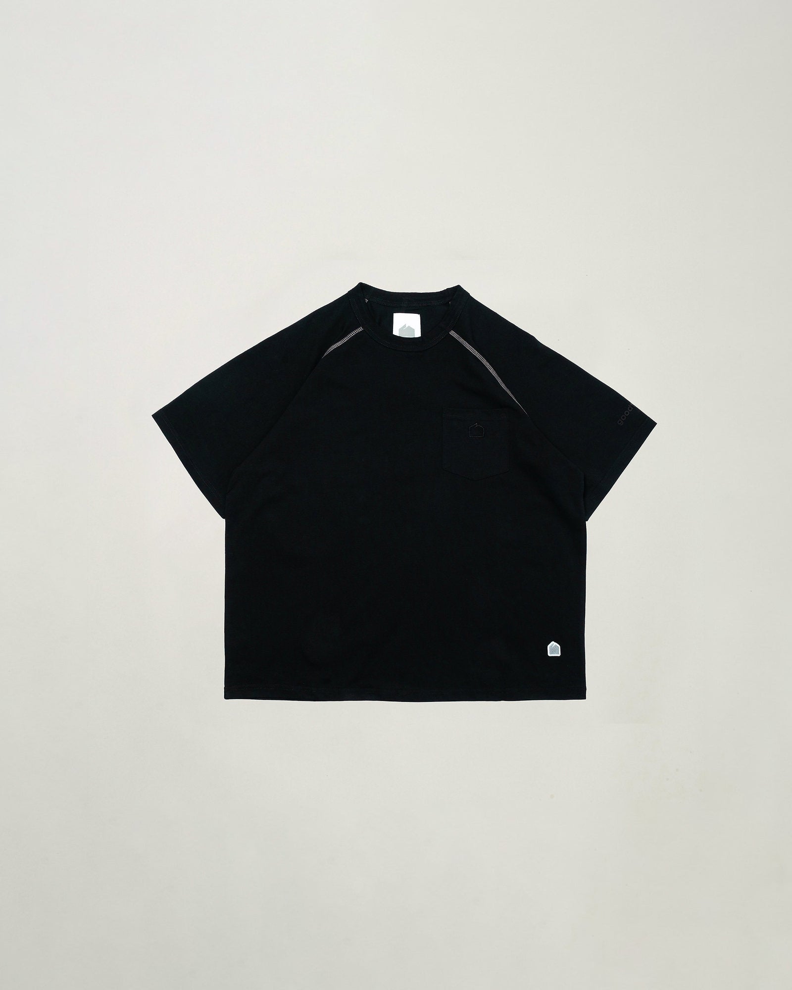 A Eckhaus Latta Shirt pictured on a model in front of a white background. The title of the product is Eckhaus Latta Eclipse Turtleneck - Stone and the image was taken by 199A®.