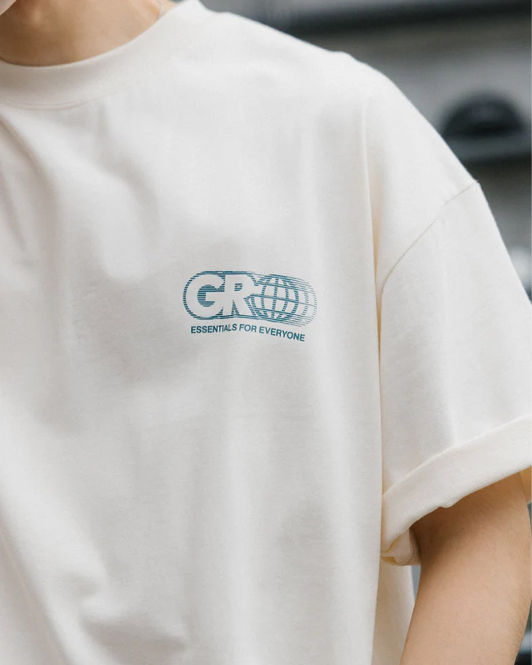 A Eckhaus Latta Shirt pictured on a model in front of a white background. The title of the product is Eckhaus Latta Eclipse Turtleneck - Stone and the image was taken by 199A®.