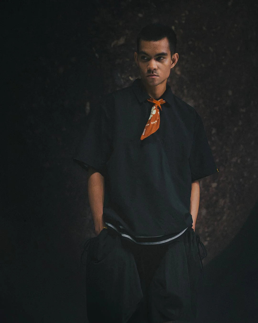 A Eckhaus Latta Shirt pictured on a model in front of a white background. The title of the product is Eckhaus Latta Eclipse Turtleneck - Stone and the image was taken by 199A®.