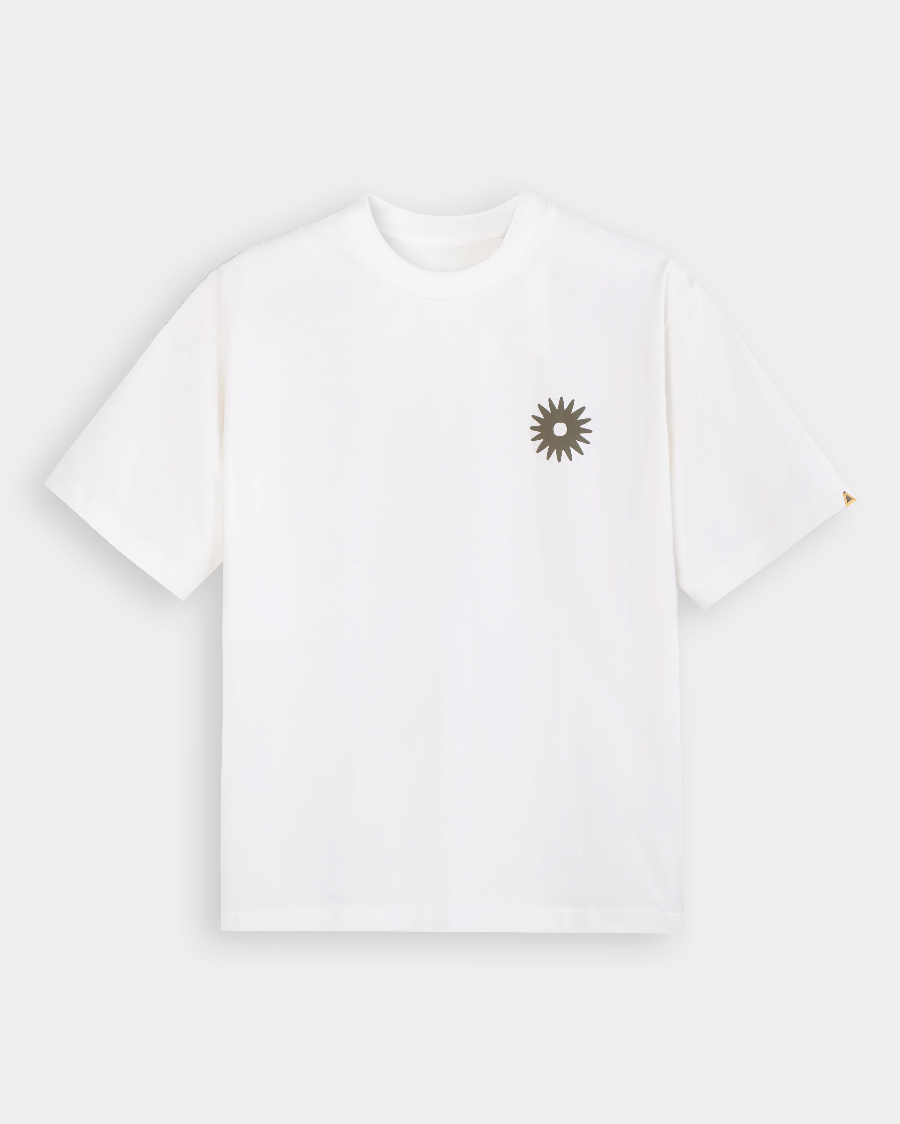 A Eckhaus Latta Shirt pictured on a model in front of a white background. The title of the product is Eckhaus Latta Eclipse Turtleneck - Stone and the image was taken by 199A®.