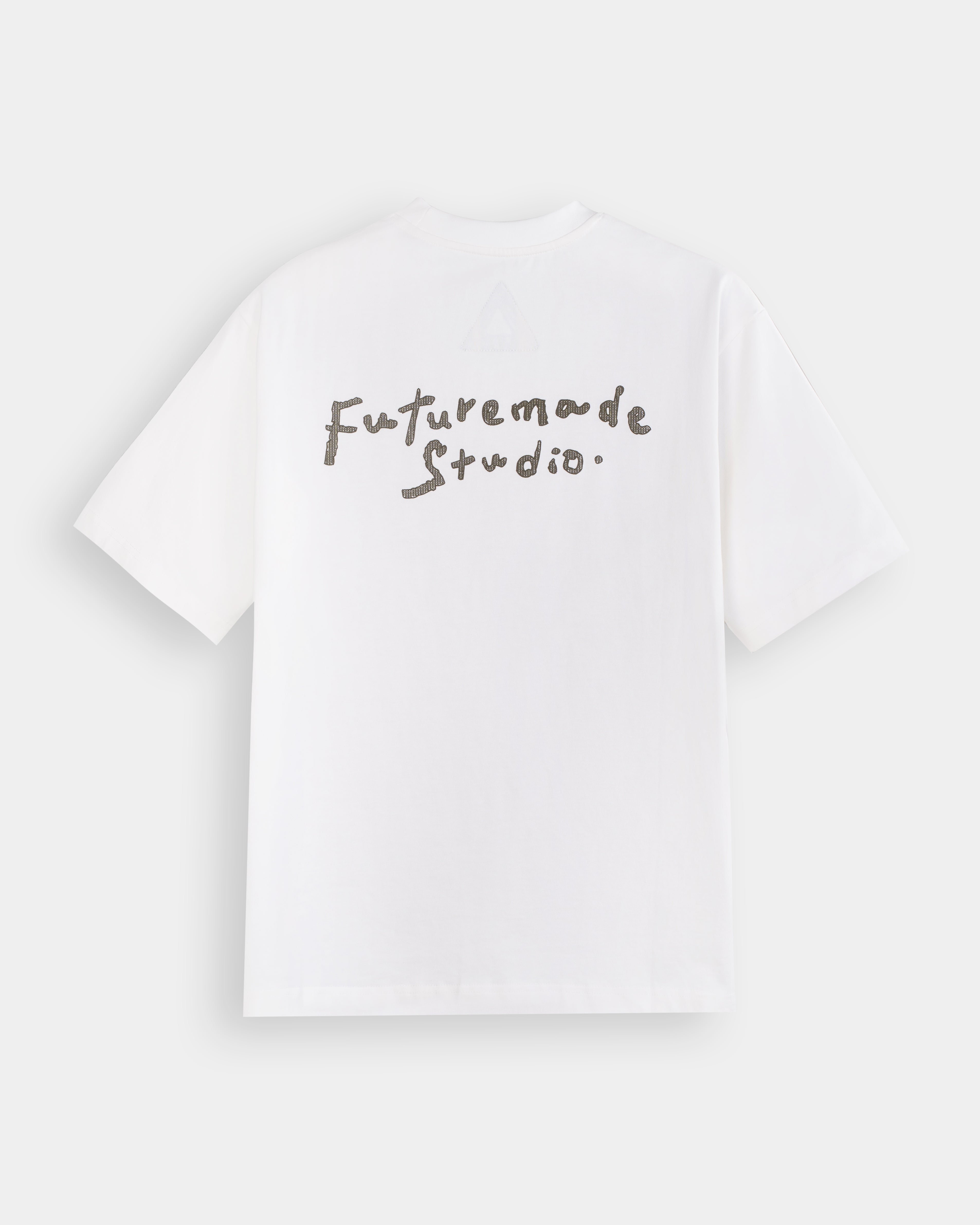 A Eckhaus Latta Shirt pictured on a model in front of a white background. The title of the product is Eckhaus Latta Eclipse Turtleneck - Stone and the image was taken by 199A®.