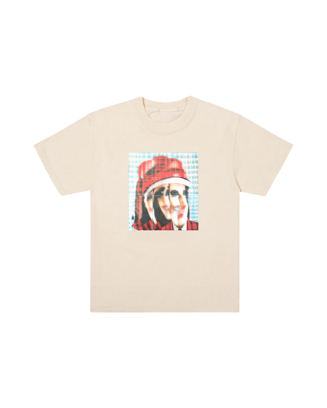 A Eckhaus Latta Shirt pictured on a model in front of a white background. The title of the product is Eckhaus Latta Eclipse Turtleneck - Stone and the image was taken by 199A®.