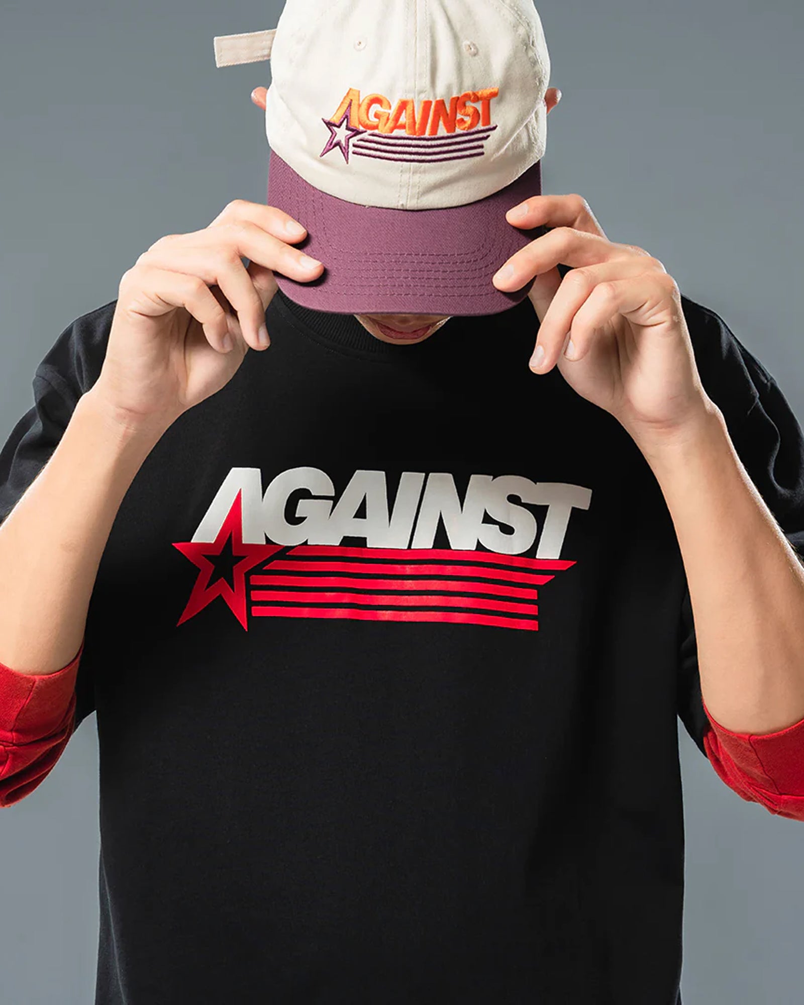 A Eckhaus Latta Shirt pictured on a model in front of a white background. The title of the product is Eckhaus Latta Eclipse Turtleneck - Stone and the image was taken by 199A®.