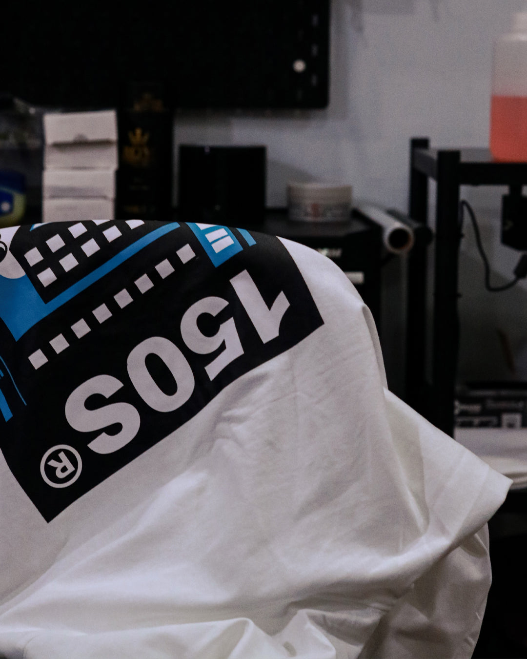 A Eckhaus Latta Shirt pictured on a model in front of a white background. The title of the product is Eckhaus Latta Eclipse Turtleneck - Stone and the image was taken by 199A®.