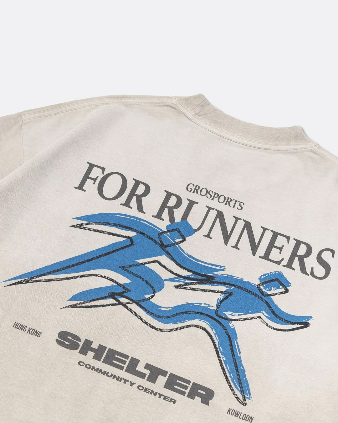 A Eckhaus Latta Shirt pictured on a model in front of a white background. The title of the product is Eckhaus Latta Eclipse Turtleneck - Stone and the image was taken by 199A®.