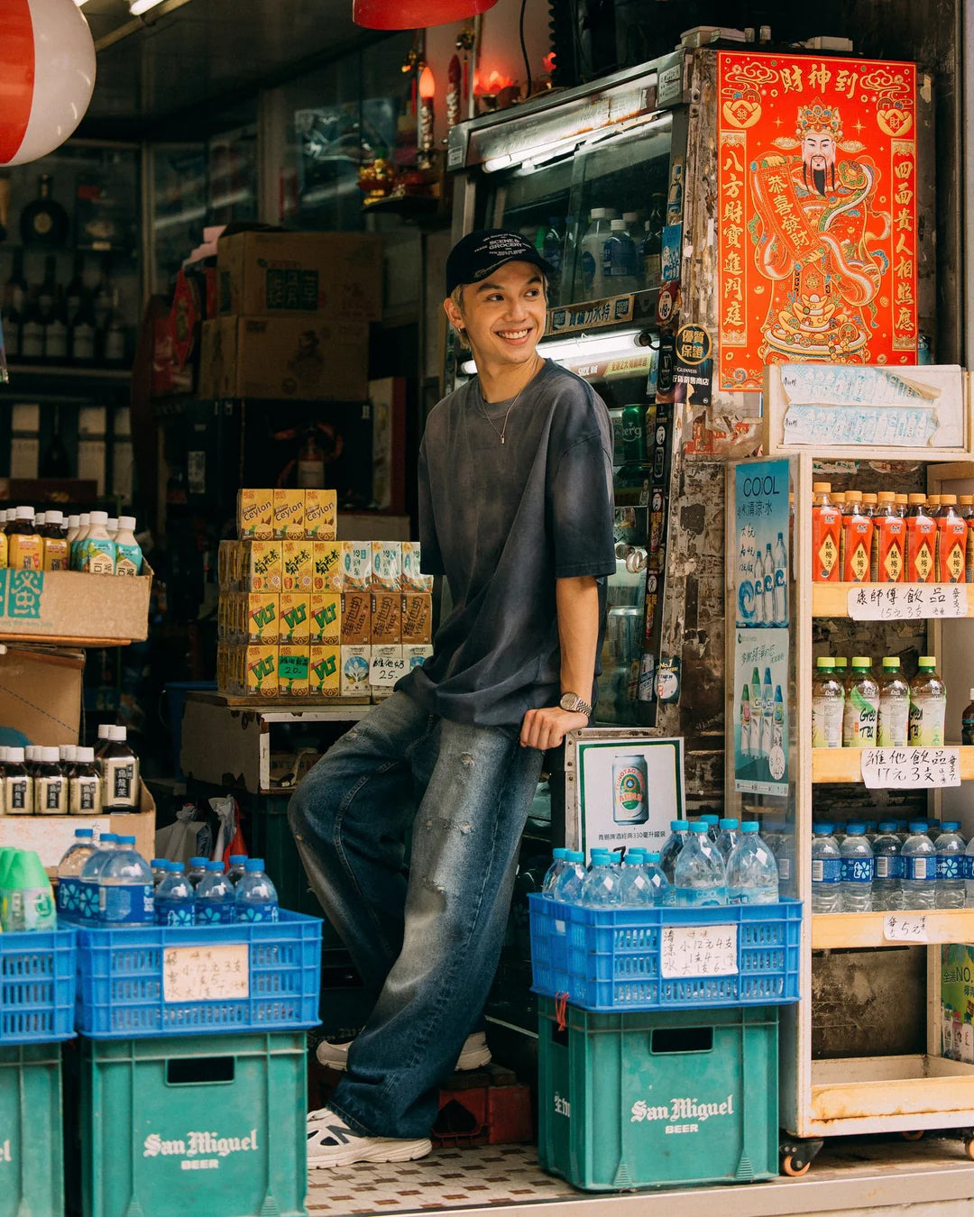 A Eckhaus Latta Shirt pictured on a model in front of a white background. The title of the product is Eckhaus Latta Eclipse Turtleneck - Stone and the image was taken by 199A®.