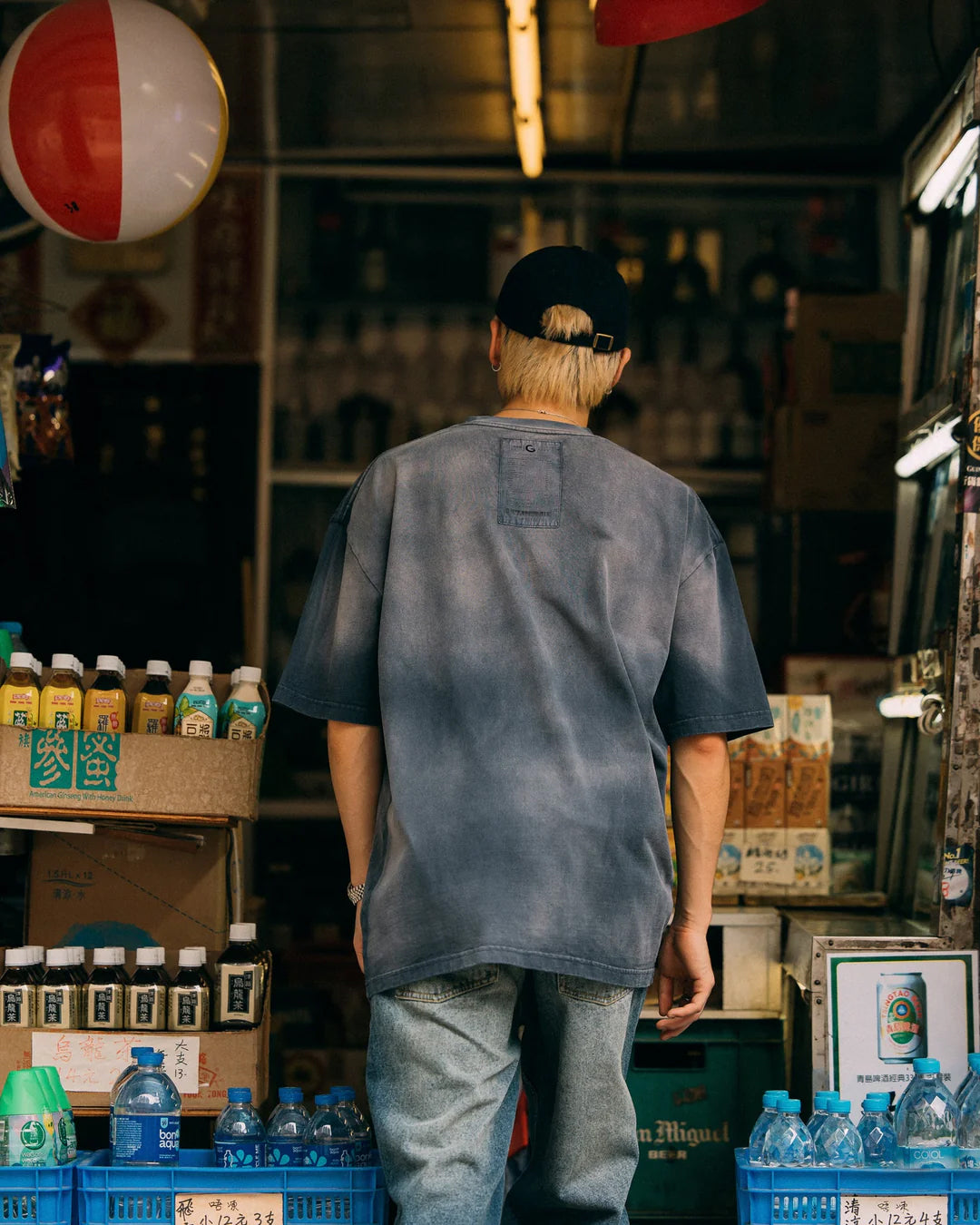 A Eckhaus Latta Shirt pictured on a model in front of a white background. The title of the product is Eckhaus Latta Eclipse Turtleneck - Stone and the image was taken by 199A®.