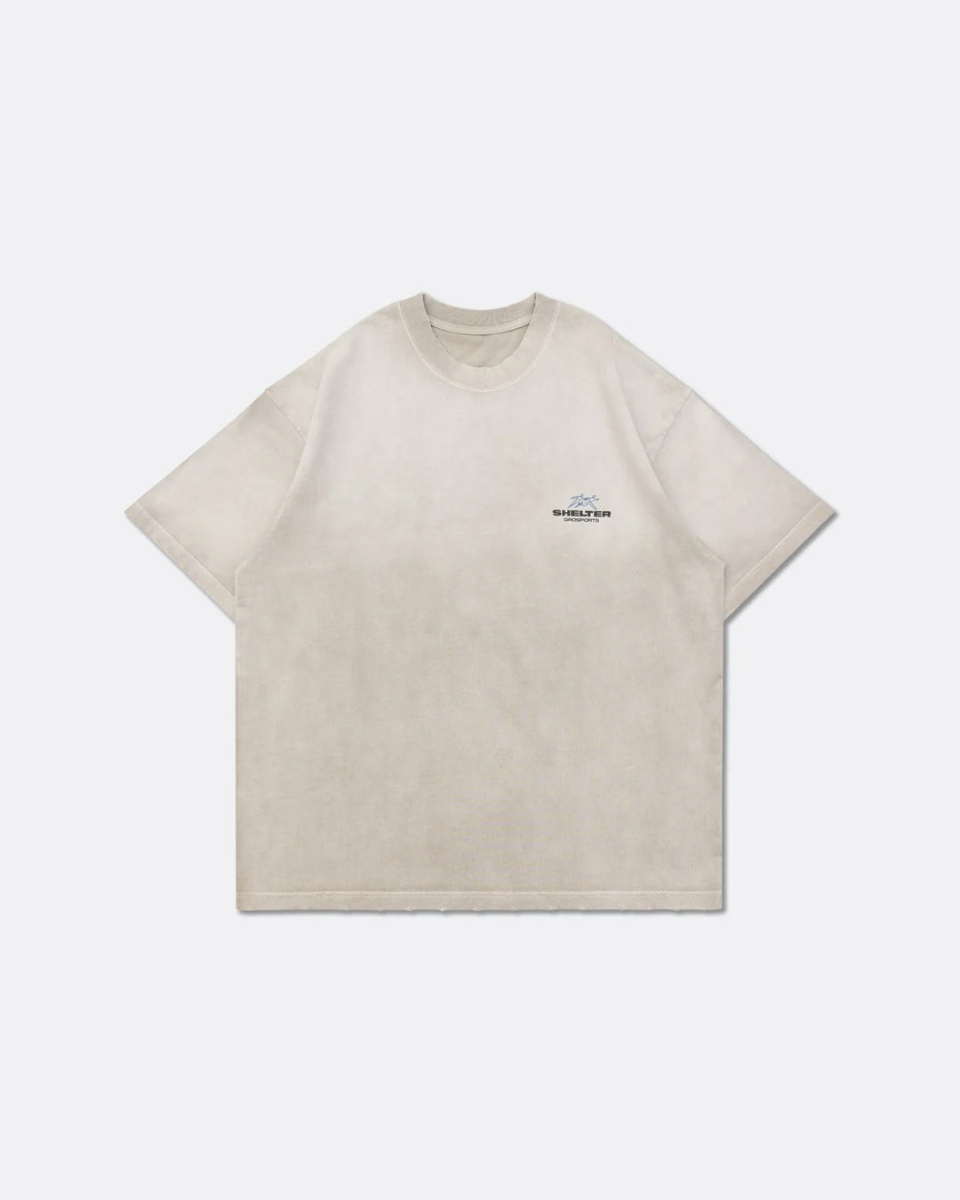 A Eckhaus Latta Shirt pictured on a model in front of a white background. The title of the product is Eckhaus Latta Eclipse Turtleneck - Stone and the image was taken by 199A®.