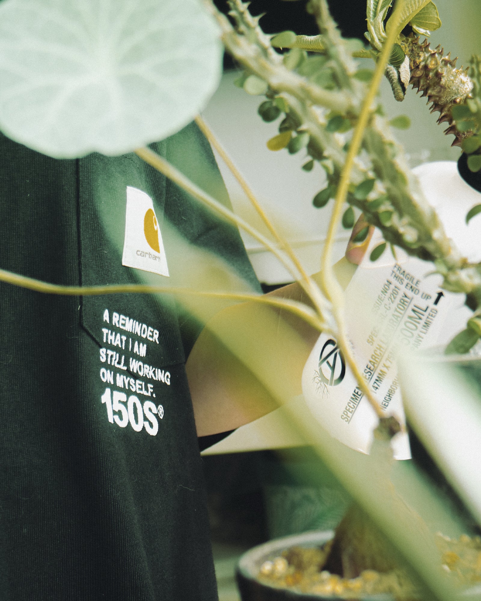 A Eckhaus Latta Shirt pictured on a model in front of a white background. The title of the product is Eckhaus Latta Eclipse Turtleneck - Stone and the image was taken by 199A®.
