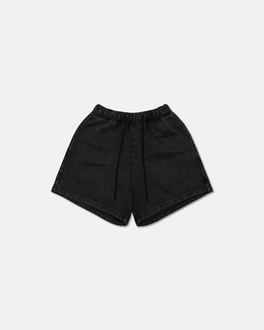 Basic Washed Sweat Shorts - Black