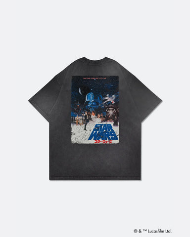Star Wars A New Hope 1977 JP Movie Poster Tee - Washed Black