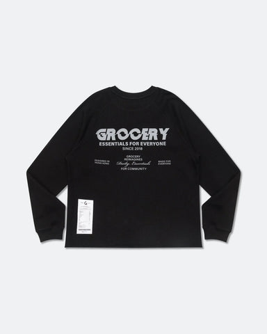 GROCERY LOGO WAFFLE LONG TOP - BLACK