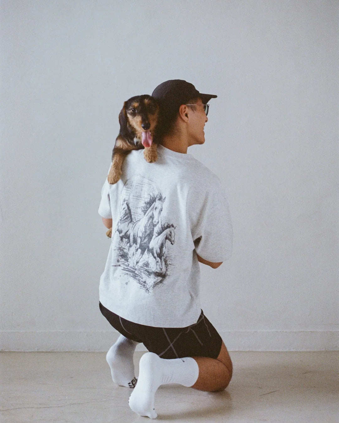 A Eckhaus Latta Shirt pictured on a model in front of a white background. The title of the product is Eckhaus Latta Eclipse Turtleneck - Stone and the image was taken by 199A®.