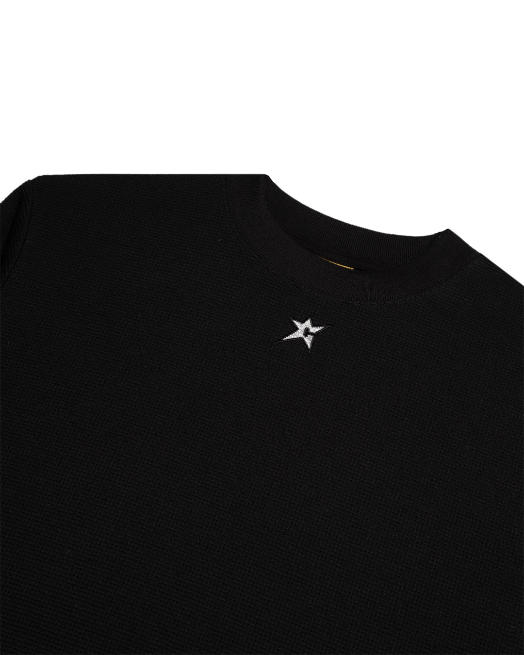 A Eckhaus Latta Shirt pictured on a model in front of a white background. The title of the product is Eckhaus Latta Eclipse Turtleneck - Stone and the image was taken by 199A®.