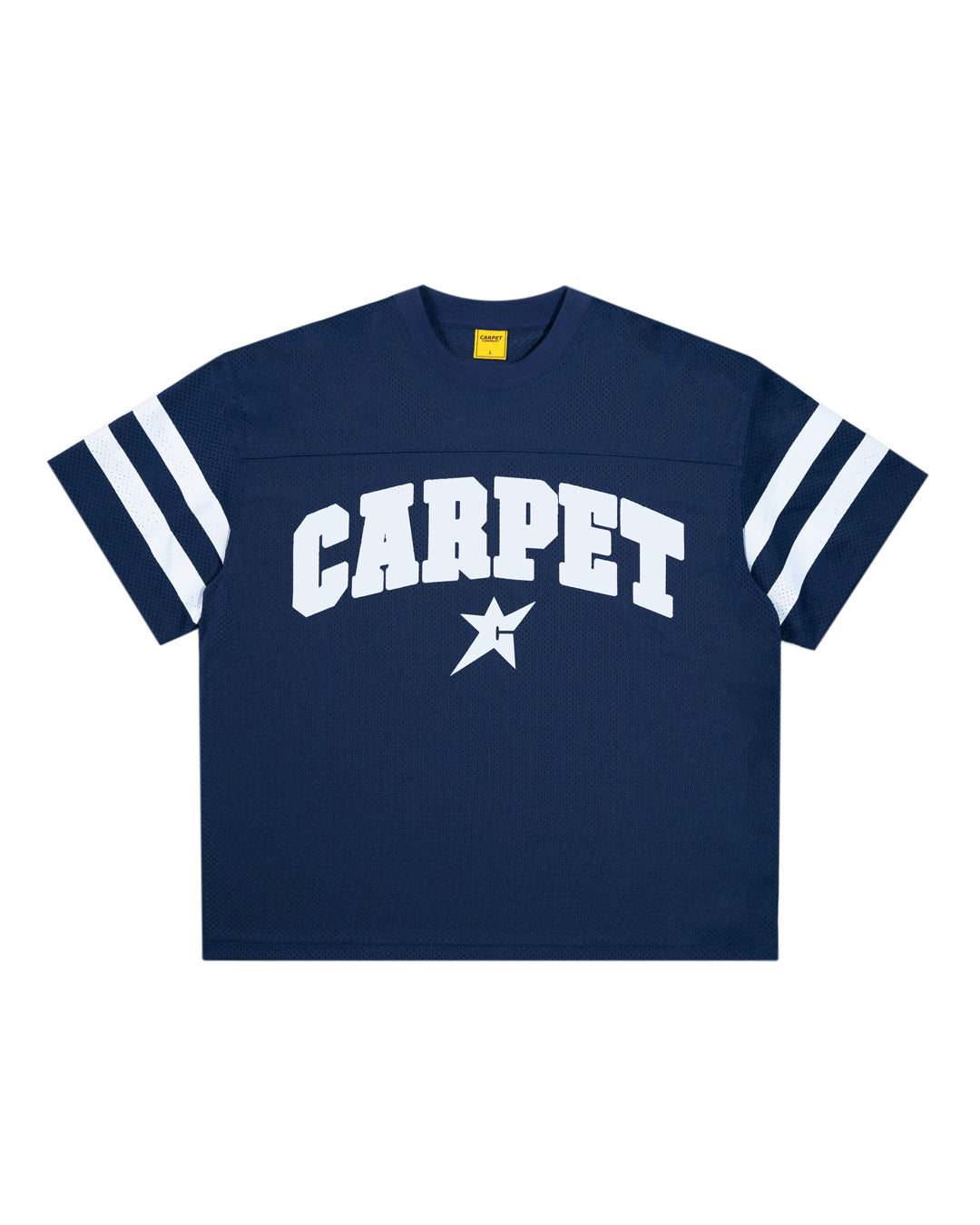 A Eckhaus Latta Shirt pictured on a model in front of a white background. The title of the product is Eckhaus Latta Eclipse Turtleneck - Stone and the image was taken by 199A®.