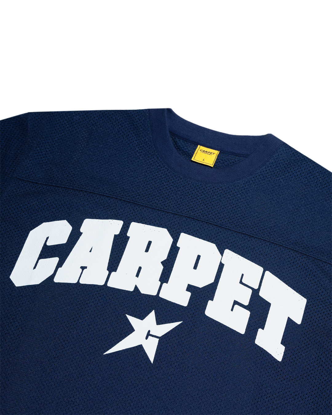 A Eckhaus Latta Shirt pictured on a model in front of a white background. The title of the product is Eckhaus Latta Eclipse Turtleneck - Stone and the image was taken by 199A®.