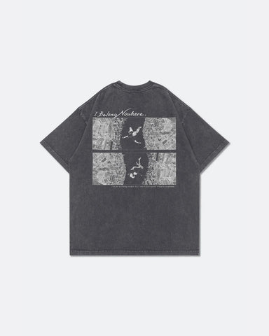 I Belong Nowhere Washed Graphic Tee - Grey