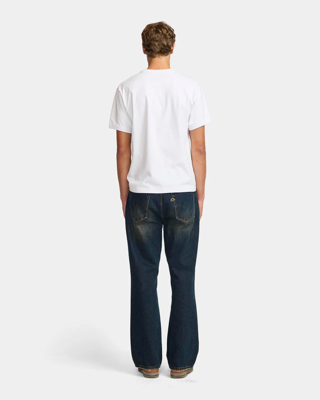 A Eckhaus Latta Shirt pictured on a model in front of a white background. The title of the product is Eckhaus Latta Eclipse Turtleneck - Stone and the image was taken by 199A®.