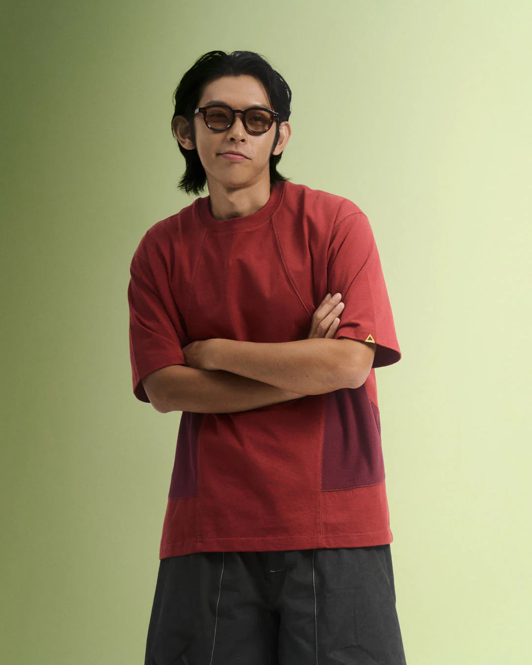 A Eckhaus Latta Shirt pictured on a model in front of a white background. The title of the product is Eckhaus Latta Eclipse Turtleneck - Stone and the image was taken by 199A®.