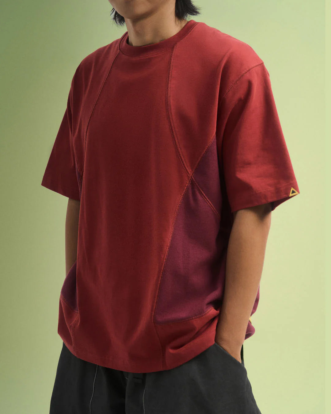 A Eckhaus Latta Shirt pictured on a model in front of a white background. The title of the product is Eckhaus Latta Eclipse Turtleneck - Stone and the image was taken by 199A®.