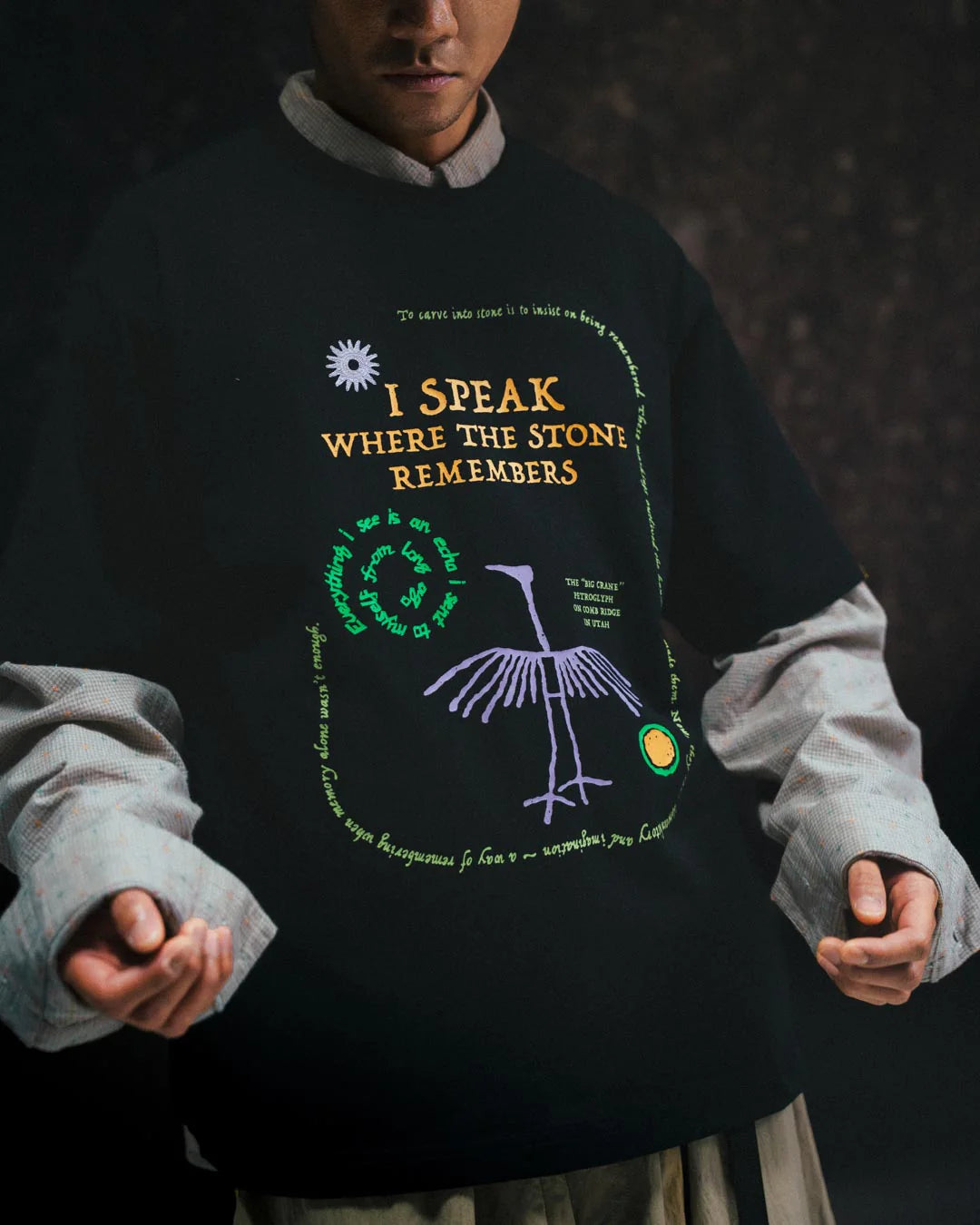 A Eckhaus Latta Shirt pictured on a model in front of a white background. The title of the product is Eckhaus Latta Eclipse Turtleneck - Stone and the image was taken by 199A®.