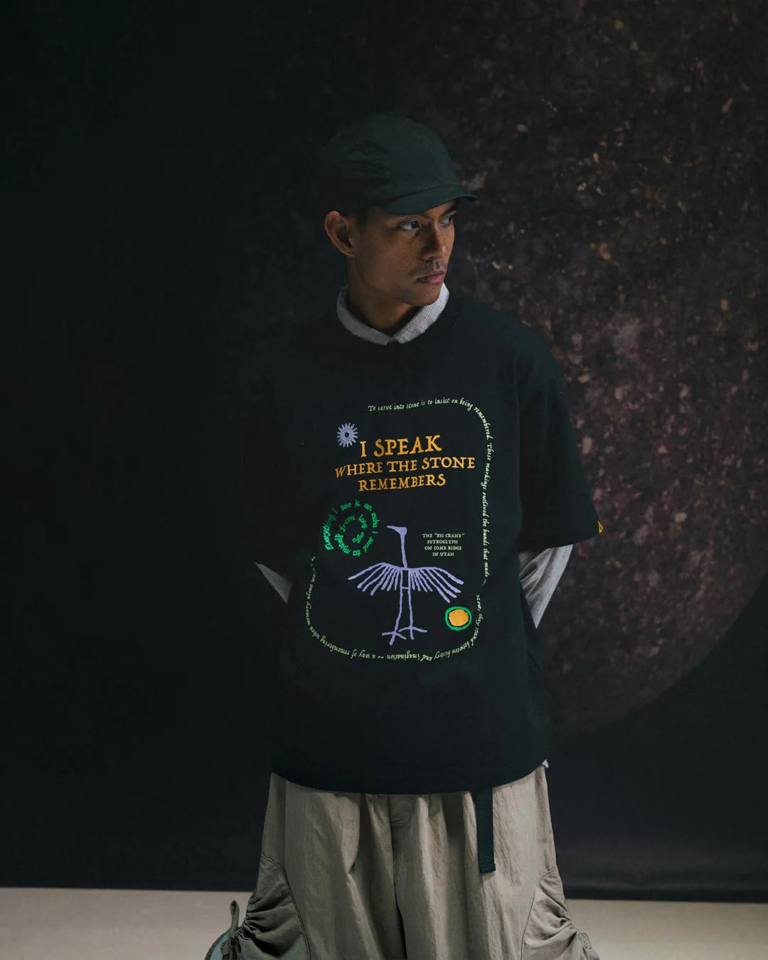 A Eckhaus Latta Shirt pictured on a model in front of a white background. The title of the product is Eckhaus Latta Eclipse Turtleneck - Stone and the image was taken by 199A®.