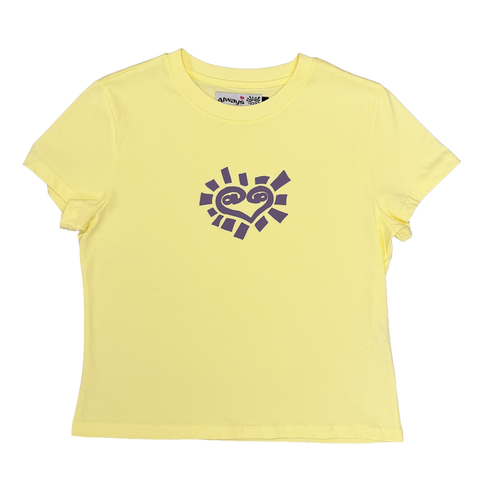 He@rt Baby Tee - Pale Yellow/Purple