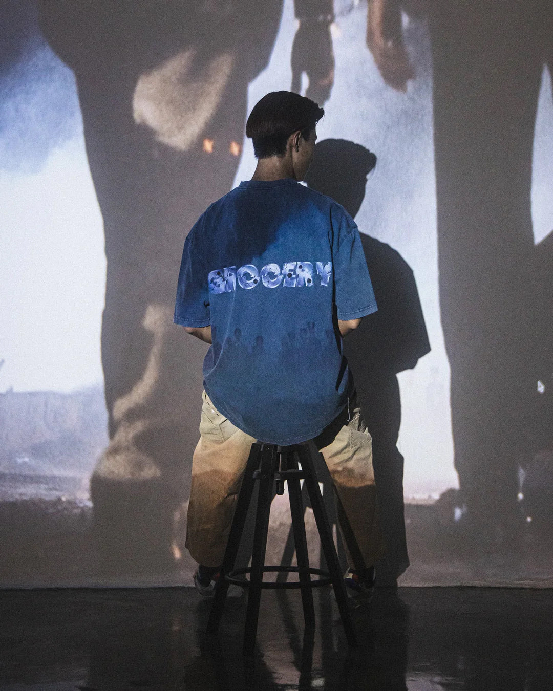 A Eckhaus Latta Shirt pictured on a model in front of a white background. The title of the product is Eckhaus Latta Eclipse Turtleneck - Stone and the image was taken by 199A®.