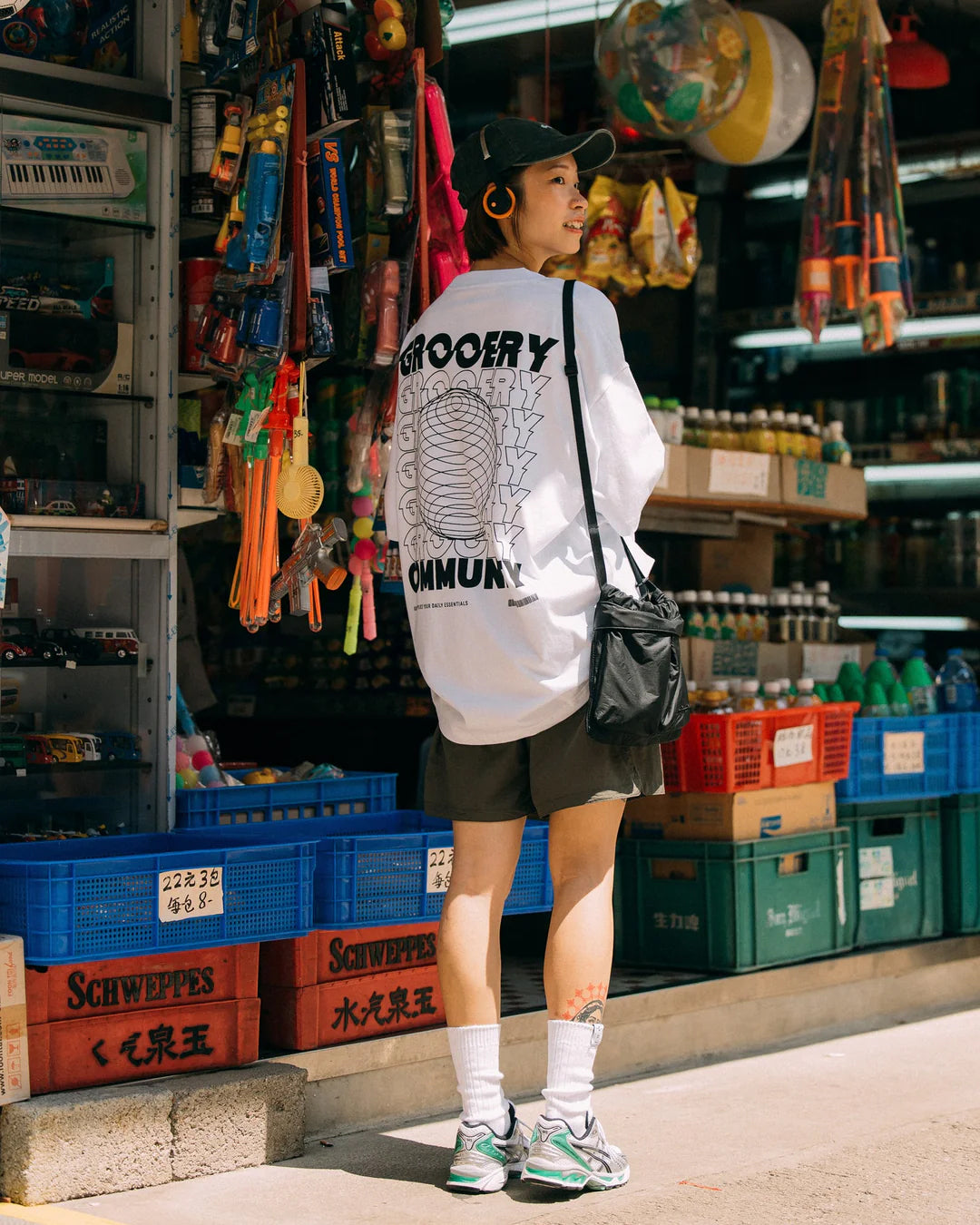 A Eckhaus Latta Shirt pictured on a model in front of a white background. The title of the product is Eckhaus Latta Eclipse Turtleneck - Stone and the image was taken by 199A®.