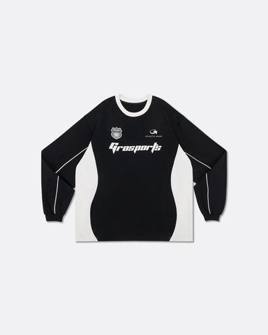 GroSports Cotton Paneled Long Sleeve Jersey - Black