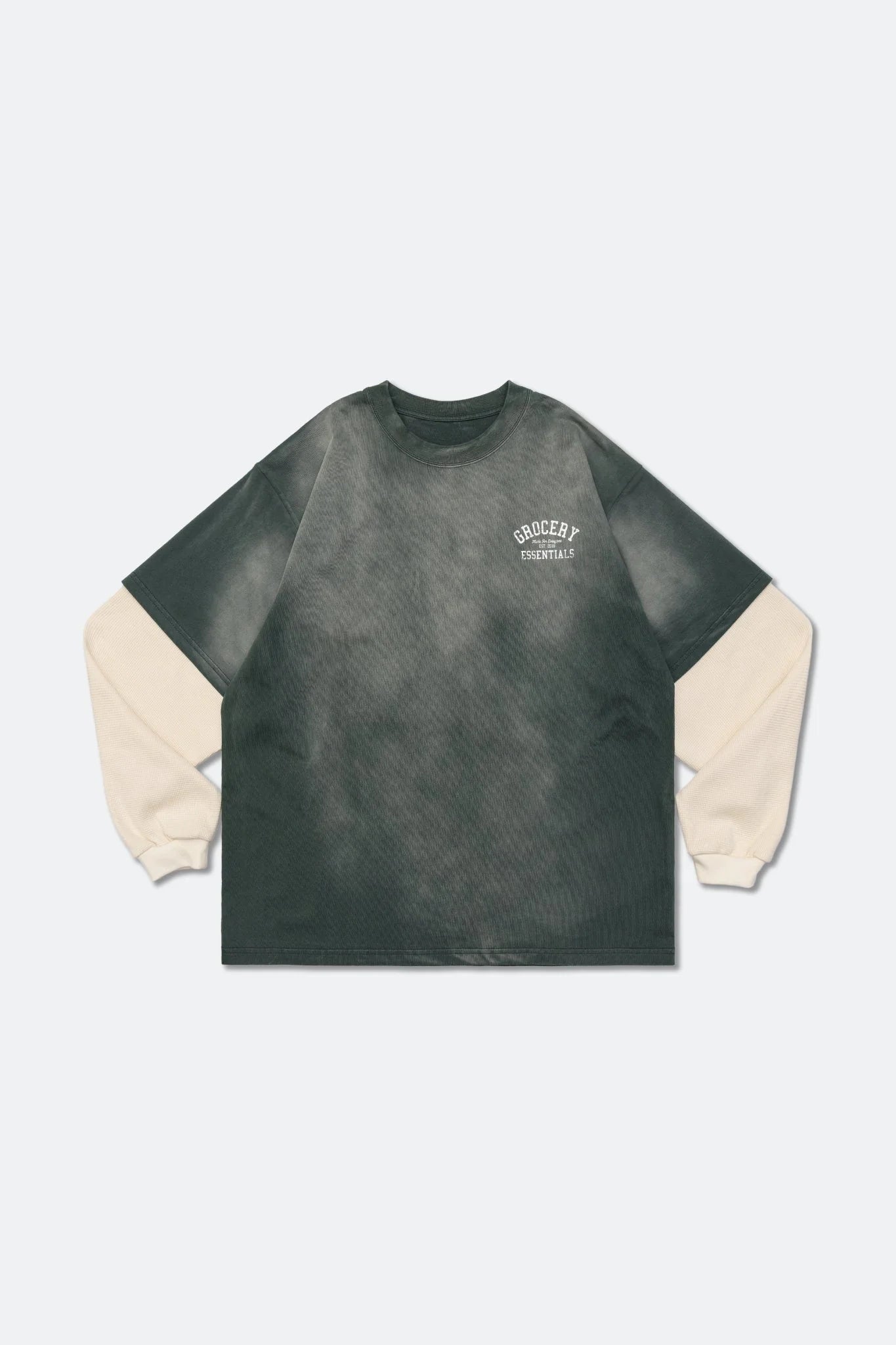 A Eckhaus Latta Shirt pictured on a model in front of a white background. The title of the product is Eckhaus Latta Eclipse Turtleneck - Stone and the image was taken by 199A®.