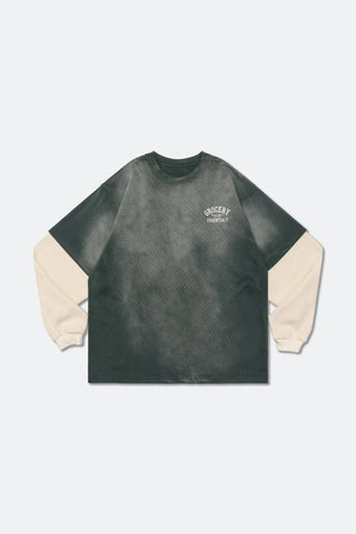 GROCERY WASHED LAYERED LONG TOP - WASHED CHARCOAL