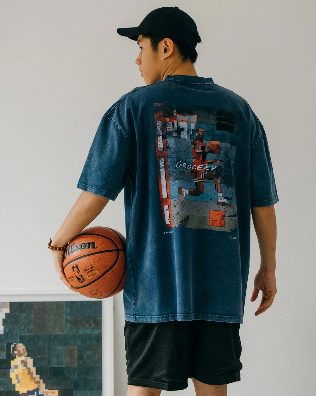 A Eckhaus Latta Shirt pictured on a model in front of a white background. The title of the product is Eckhaus Latta Eclipse Turtleneck - Stone and the image was taken by 199A®.